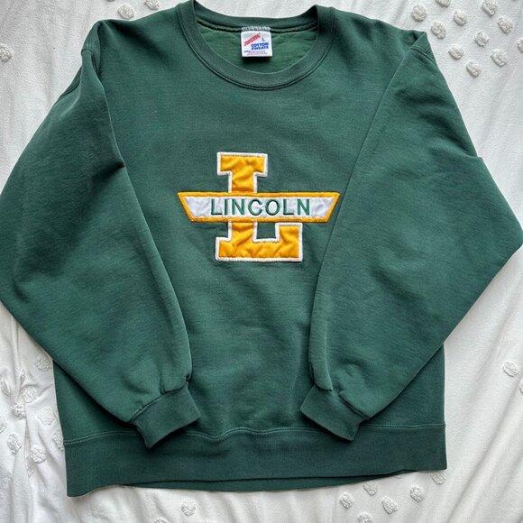Vintage Lincoln Hunter Green Crewneck Sweatshirt - Picture 1 of 3